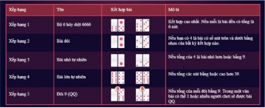 Các loại kết hợp đặc biệt trong Domino QQ